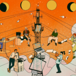 The undying sun hangs in the sky, as people gather around signal towers, working through their digital devices.